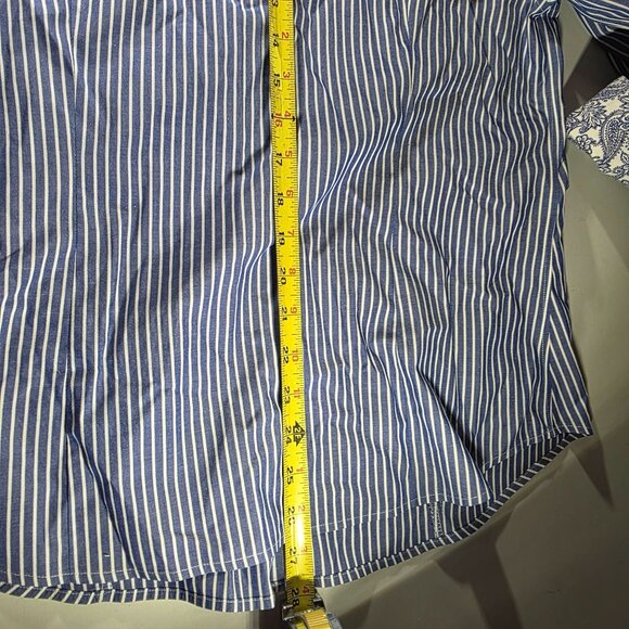 Talbots Blue White Striped Button-Down Shirt Womens Sz14 Paisley Cuff nautical - Picture 6 of 6